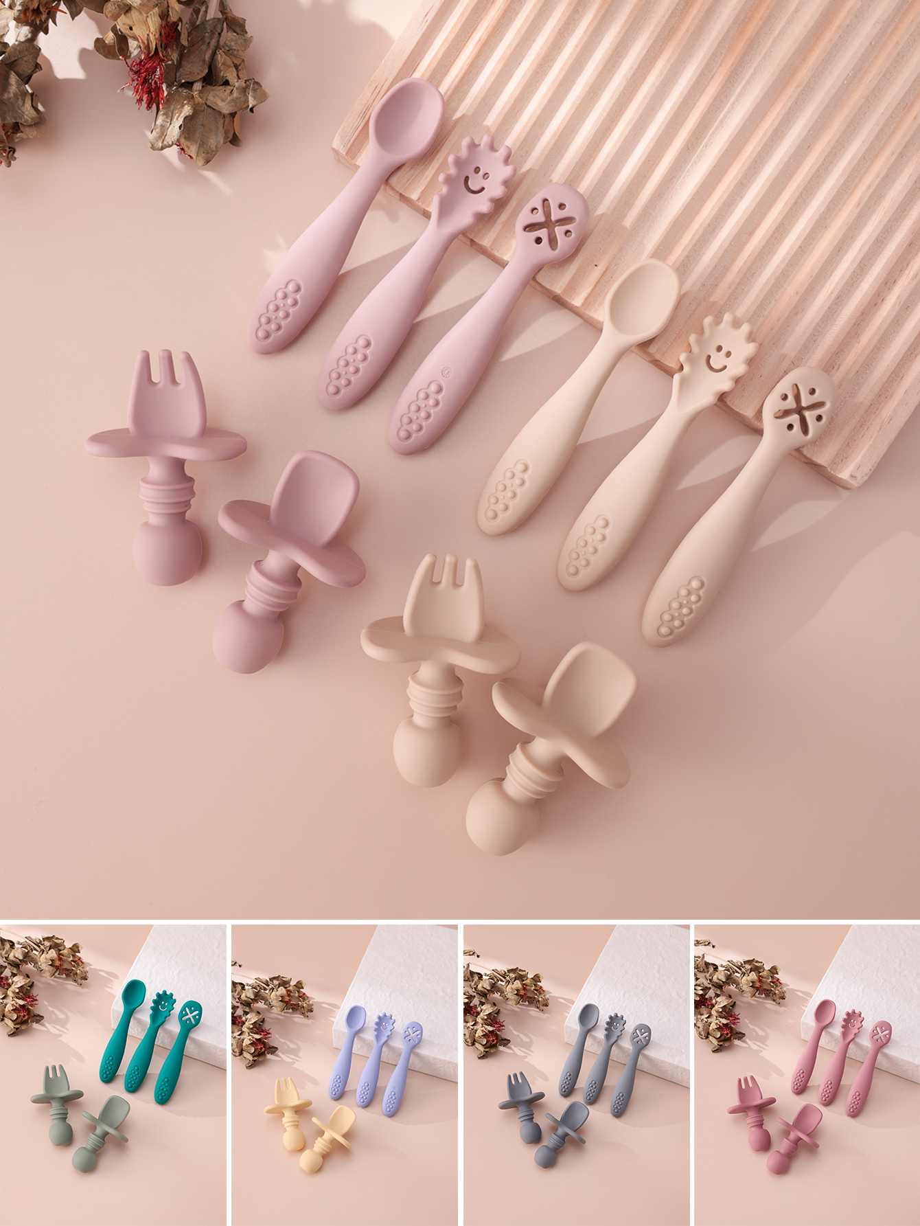 Baby Food Utensil - 5PCS Cute Baby Feeding Set Soft