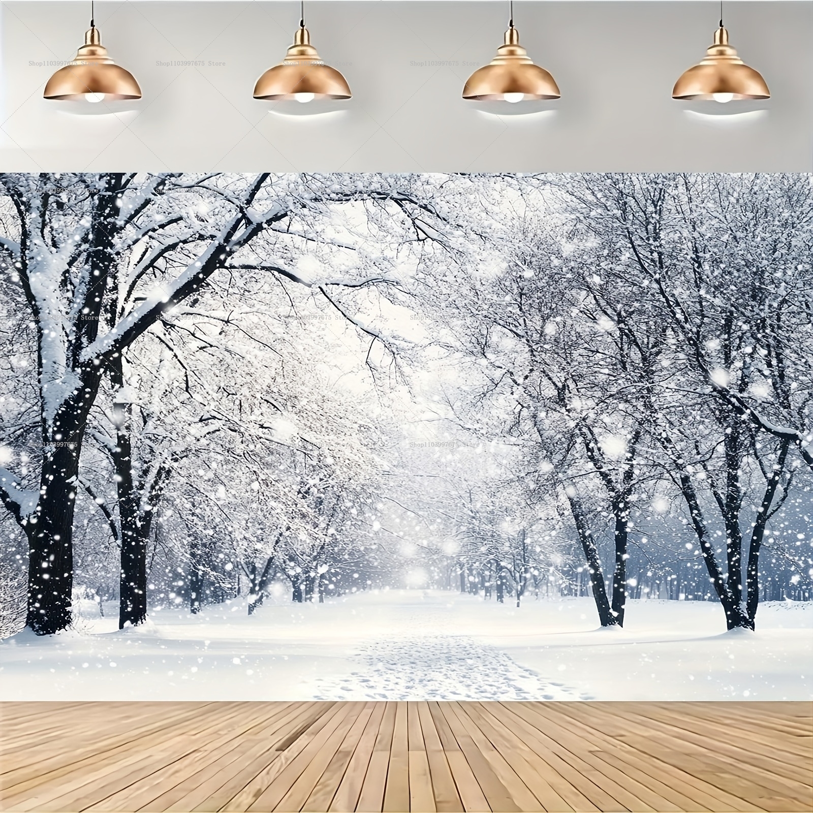 Snowy Forest Christmas Backdro - Baby Food Grinder recensie en prijs