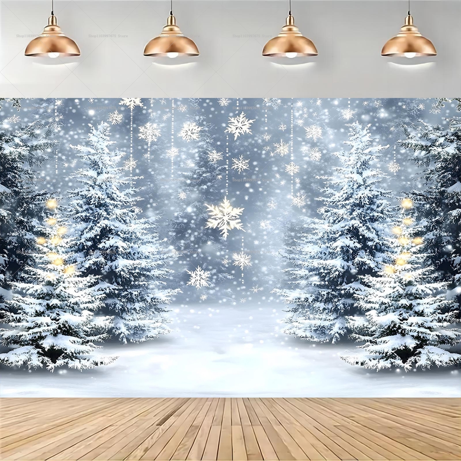 Snowy Forest Christmas Backdro - Baby Food Grinder recensie en prijs