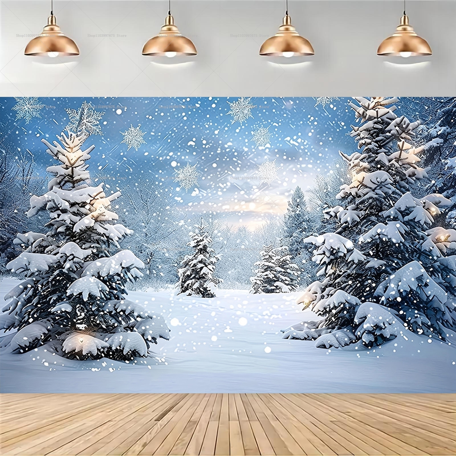 Snowy Forest Christmas Backdro - Baby Food Grinder recensie en prijs