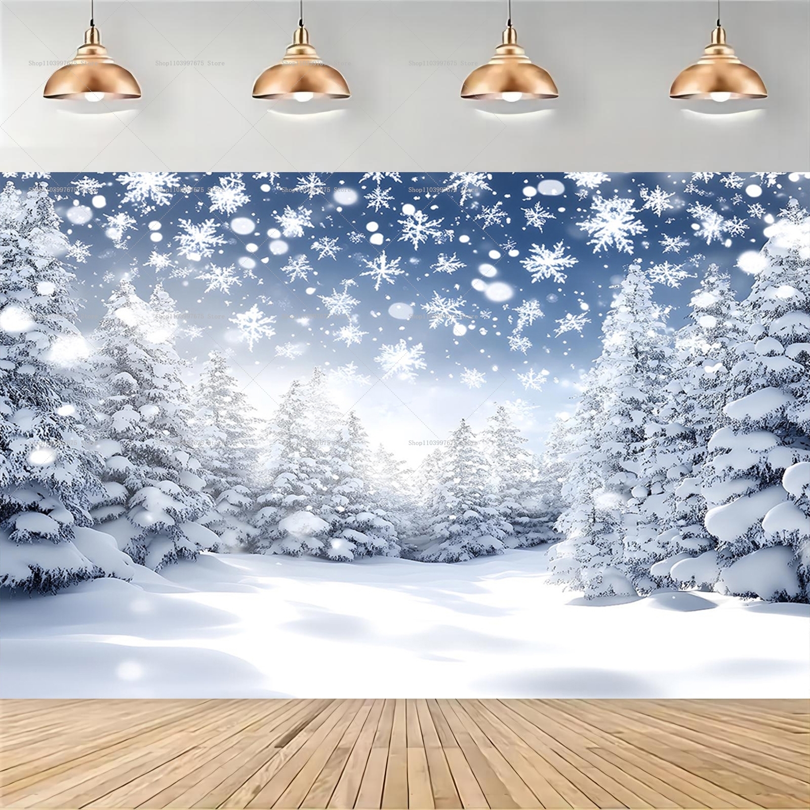Snowy Forest Christmas Backdro - Baby Food Grinder recensie en prijs